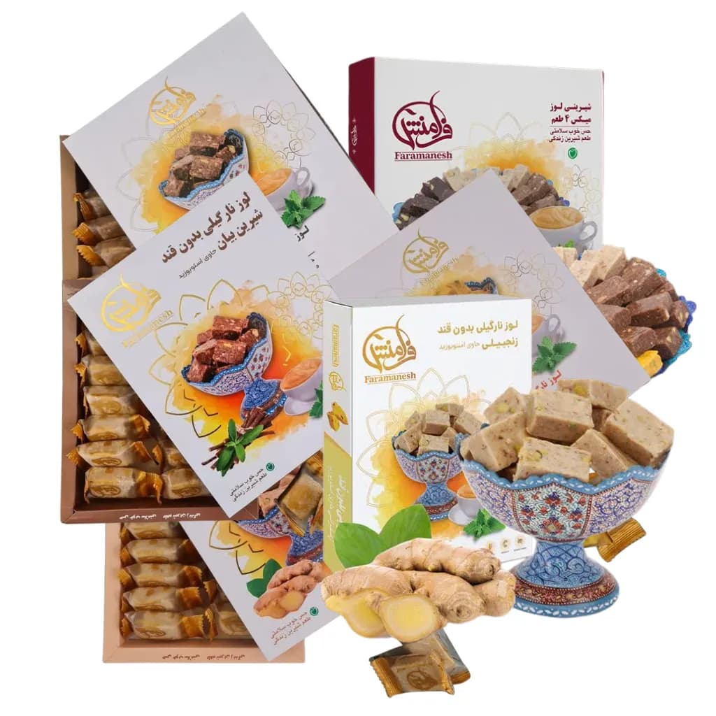 شیرینی لوز رژیمی نارگیلی بدون قند و گلوتن فرامنش