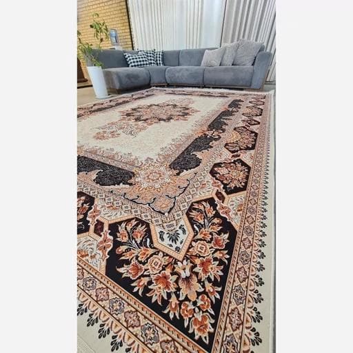 فرش ماشینی چاپی | فرشینه هازان ترک طرح سنتی کرم کدh307 (پس کرایه) — تصویر ۶