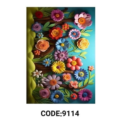 فرش ماشینی چاپی | فرشینه هازان ترک طرح گل سه بعدی کد 9114 (پس کرایه) — تصویر ۵
