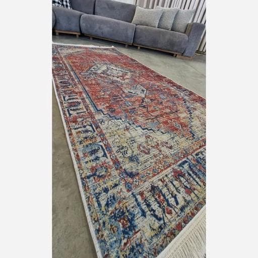 فرش ماشینی چاپی | فرشینه هازان ترک طرح سنتی لاکی ضد پرز و حساسیت (پس کرایه) — تصویر ۳