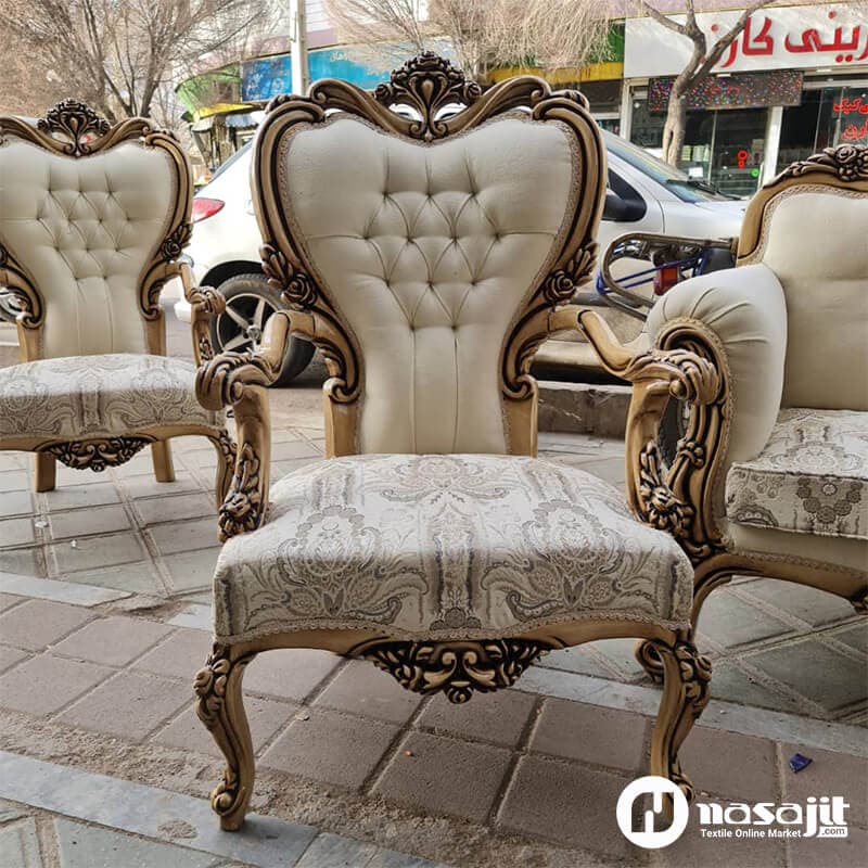 پارچه مبلی شانلی جوليا پلاس سه گل كرم 0101 — تصویر ۳