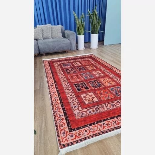 فرش ماشینی چاپی | فرشینه هازان ترک طرح سنتی لاکی کد 092 (پس کرایه) — تصویر ۵