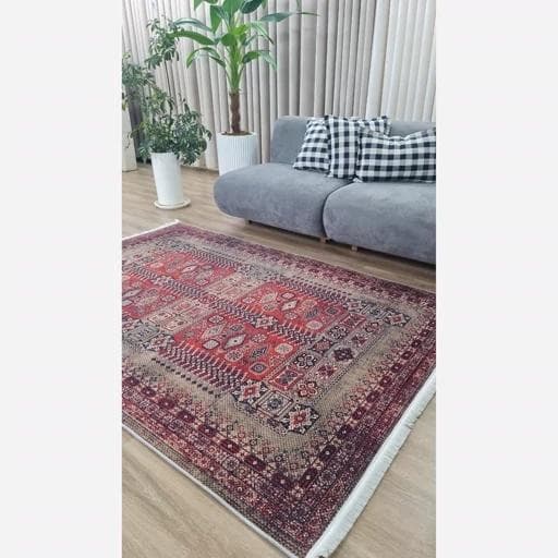 فرش ماشینی چاپی | فرشینه هازان ترک طرح سنتی لاکی کد 156 (پس کرایه) — تصویر ۸