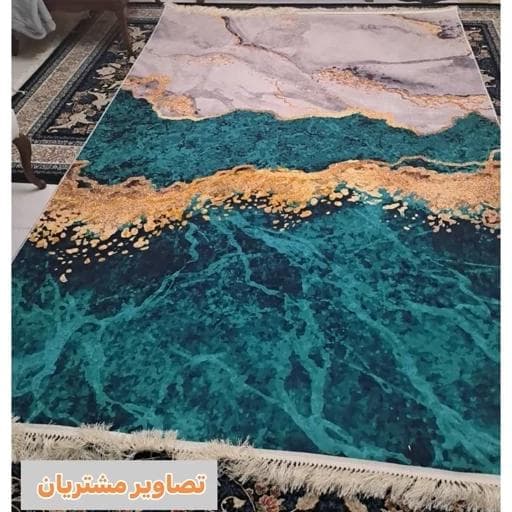 فرش ماشینی چاپی | فرشینه هازان ترک طرح سنگ سبز (پس کرایه) — تصویر ۶