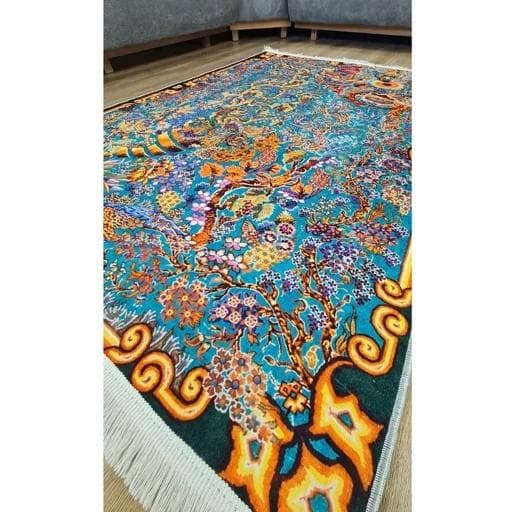 فرش ماشینی چاپی | فرشینه هازان ترک طرح سنتی آبی (پس کرایه) — تصویر ۴