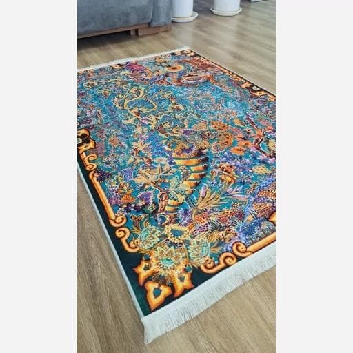 فرش ماشینی چاپی | فرشینه هازان ترک طرح سنتی آبی (پس کرایه) — تصویر ۸