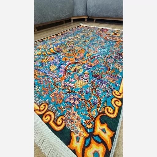 فرش ماشینی چاپی | فرشینه هازان ترک طرح سنتی آبی (پس کرایه) — تصویر ۵