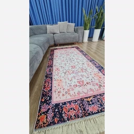 فرش کناره و راهرویی هازان ترک طرح افشان صورتی (پس کرایه) — تصویر ۴