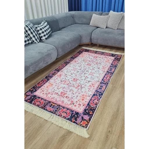 فرش کناره و راهرویی هازان ترک طرح افشان صورتی (پس کرایه)