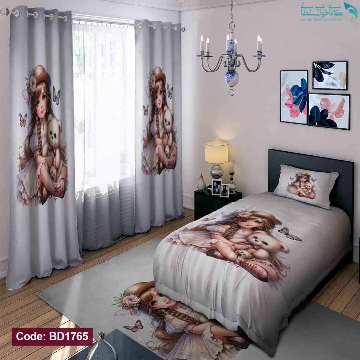 روتختی طرح گیسو و خرس عروسکی یکنفره کد BD1765