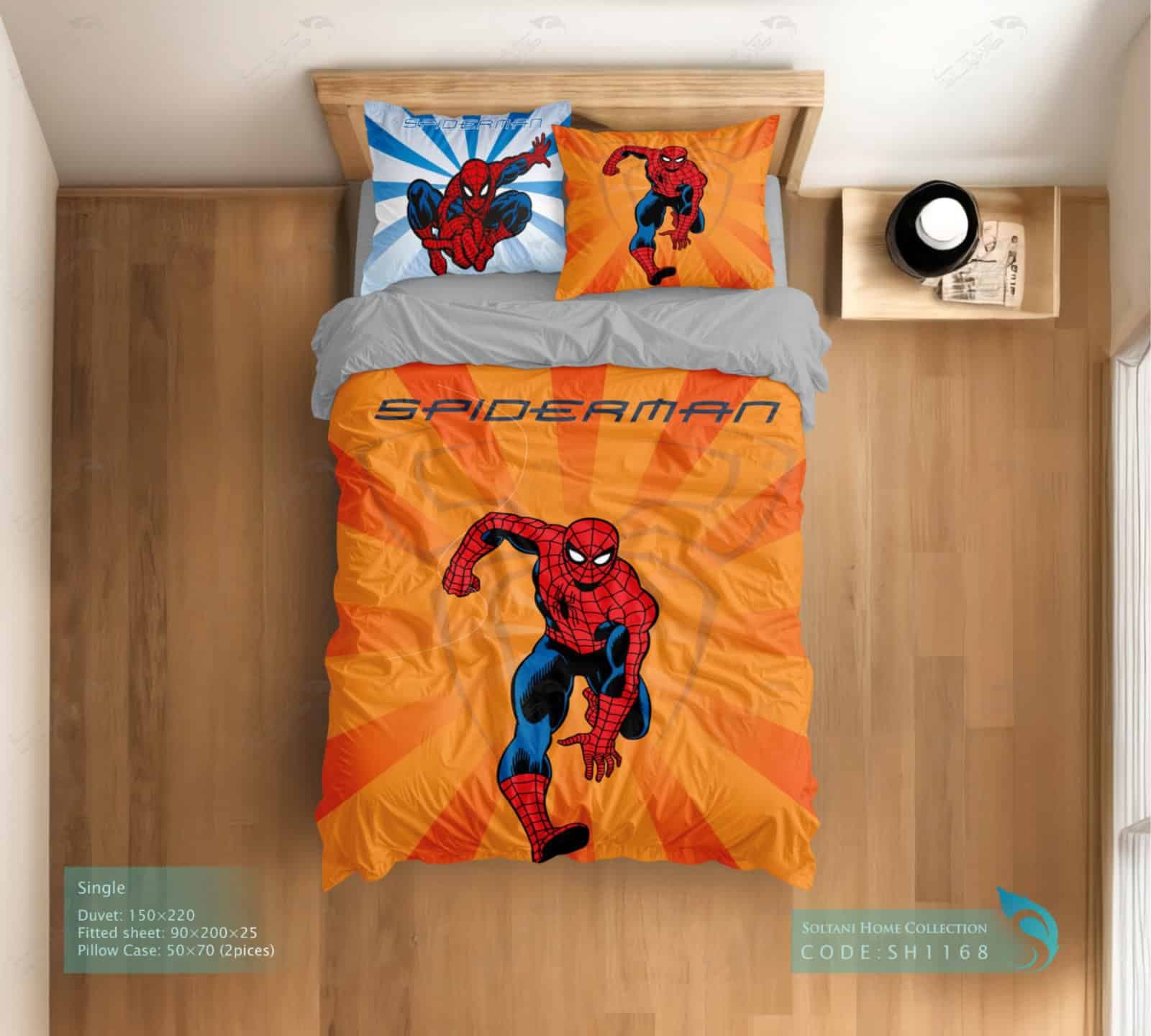 روتختی و ست کامل طرح spiderman سایز یکنفره کد SH1168