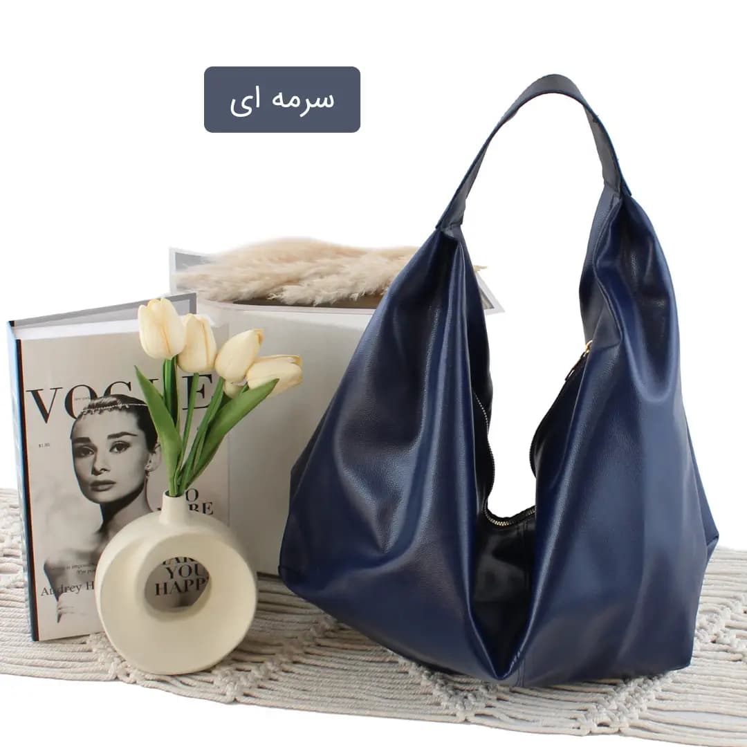 کیف زنانه و دخترانه مدل پلیسه ای جدید رنگ سورمه ای با ارسال رایگان