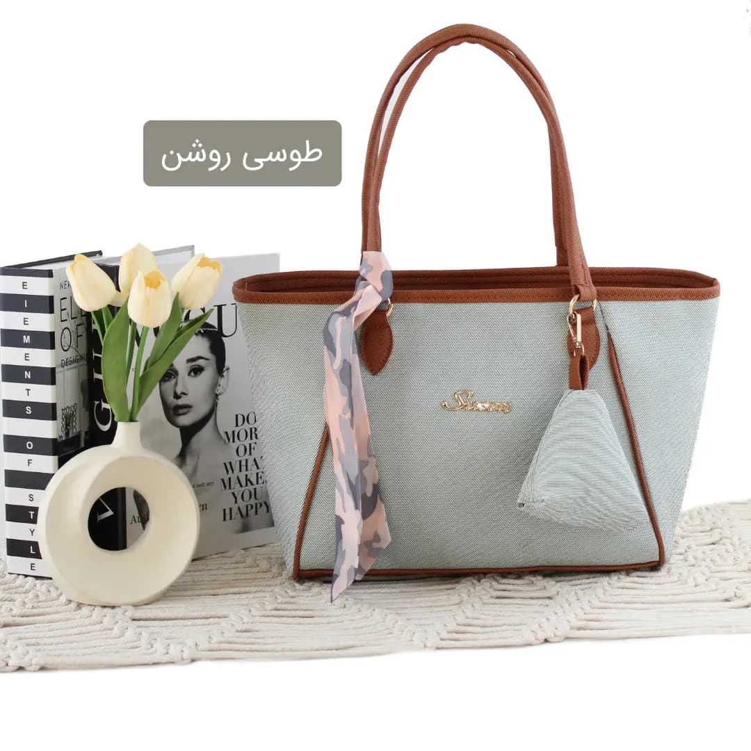 کیف زنانه شیک مدل آویز با ارسال رایگان رنگ طوسی روشن