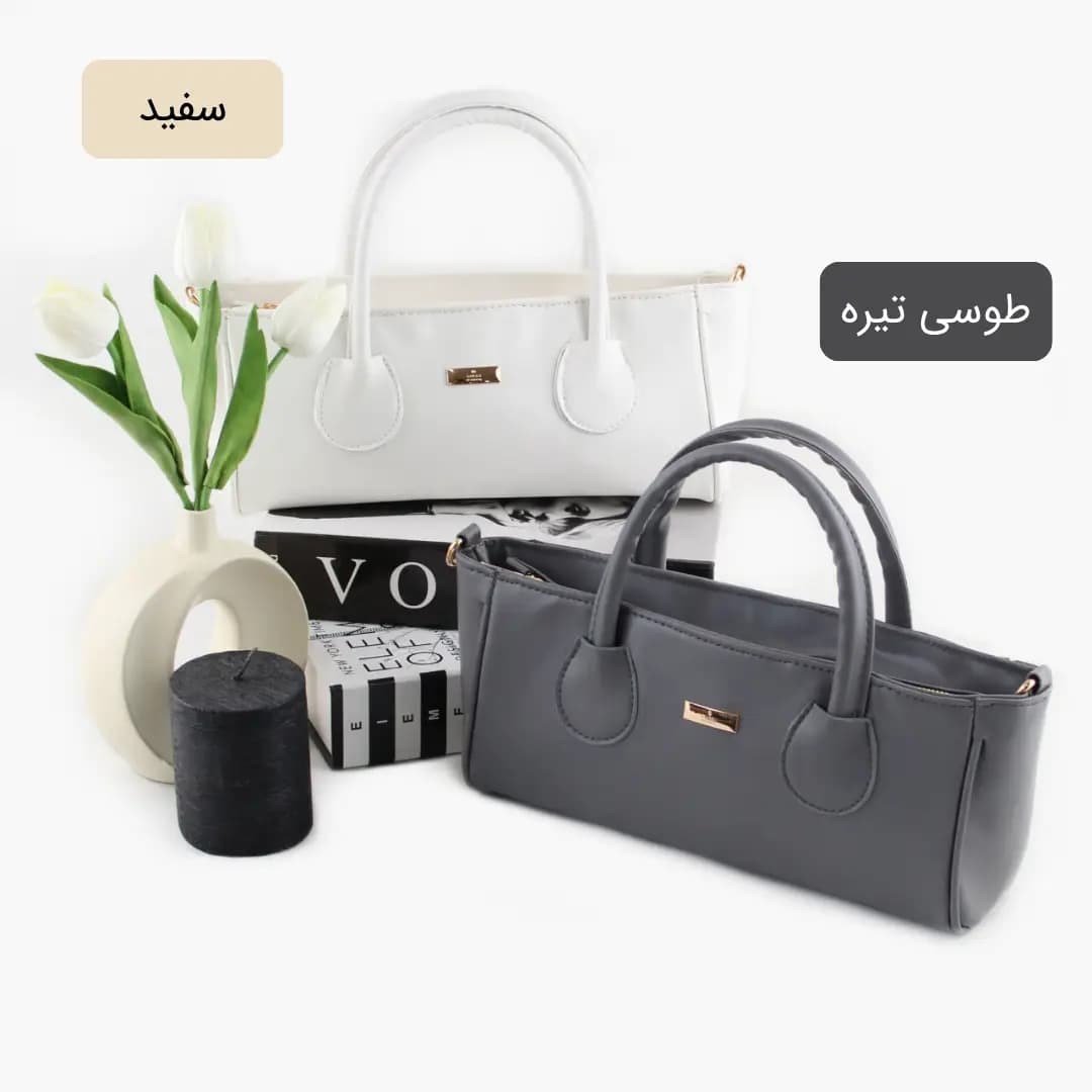 کیف زنانه دستی جدید شیک رنگ طوسی تیره با ارسال رایگان
