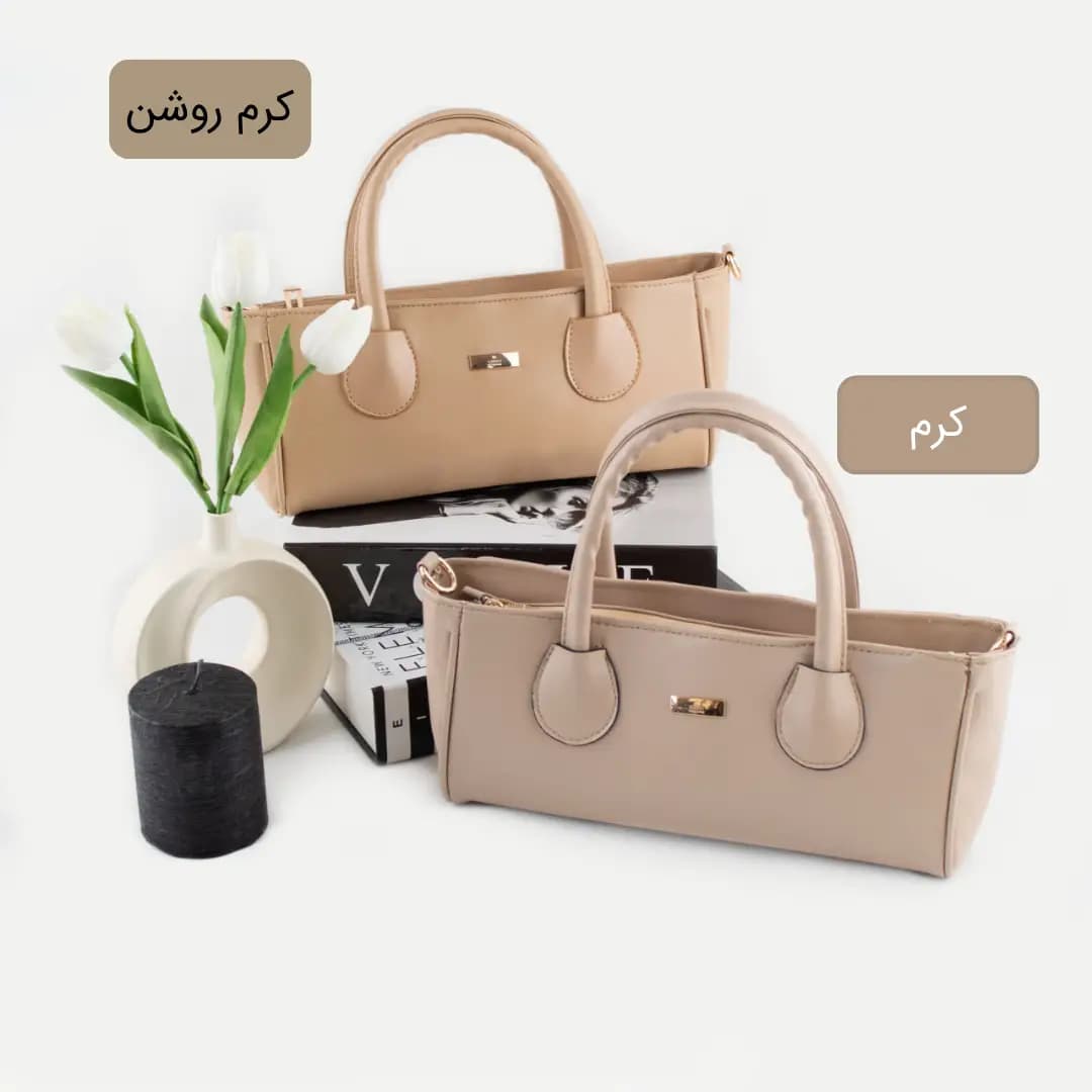 کیف زنانه دستی جدید شیک رنگ کرم با ارسال رایگان