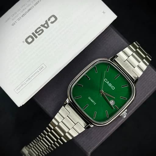 ساعت ست کاسیو اولدمانی استیل صفحه زیتونی casio oldmoney — تصویر ۲