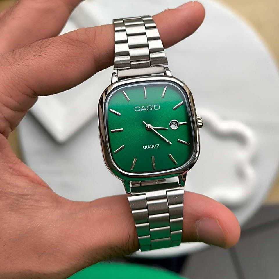 ساعت ست کاسیو اولدمانی استیل صفحه زیتونی casio oldmoney — تصویر ۶