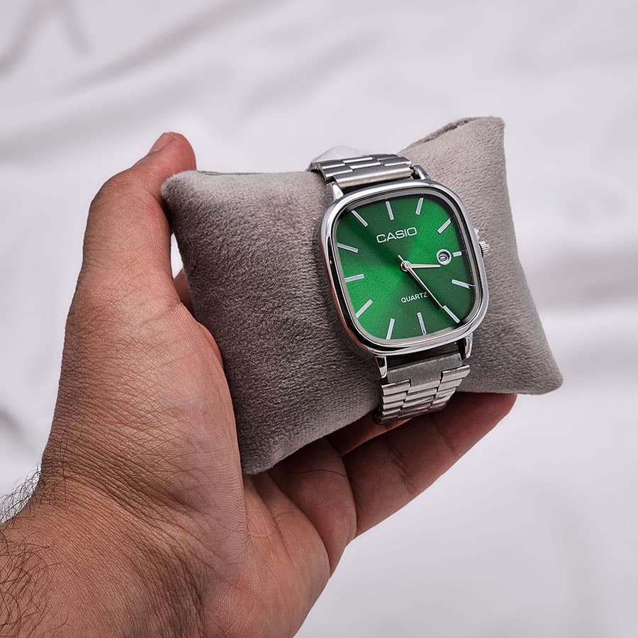 ساعت ست کاسیو اولدمانی استیل صفحه زیتونی casio oldmoney — تصویر ۴