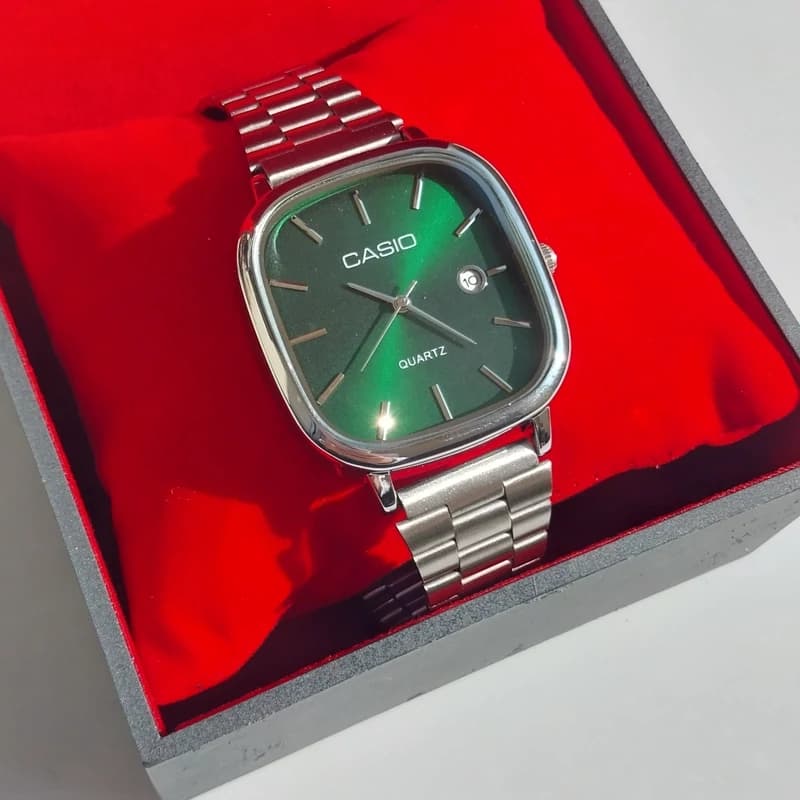 ساعت ست کاسیو اولدمانی استیل صفحه زیتونی casio oldmoney — تصویر ۳