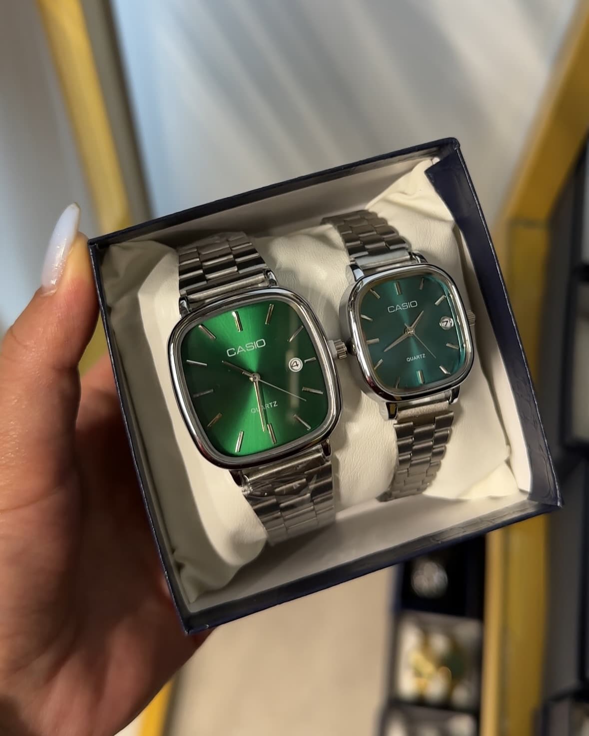 ساعت ست کاسیو اولدمانی استیل صفحه زیتونی casio oldmoney