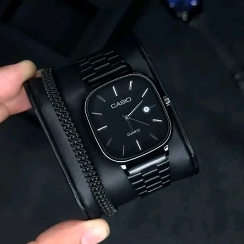 ساعت ست کاسیو اولدمانی مشکی casio oldmoney — تصویر ۲