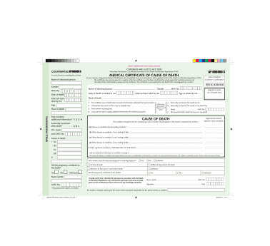 گواهی فوت Medical Certificate of Cause of Death