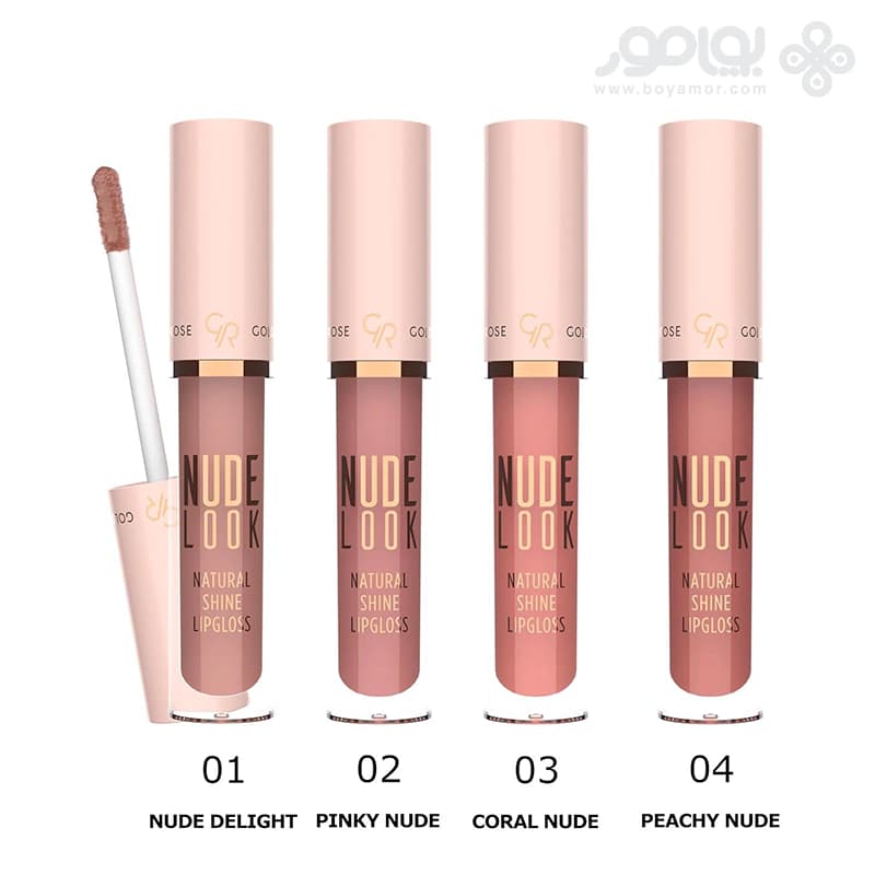 رژ لب مایع براق گلدن رز مدل NUDE LOOK شماره 04 رنگ PEACHY NUDE — تصویر ۲