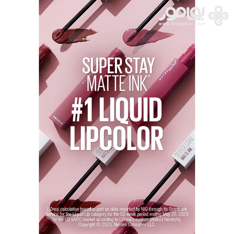 رژ لب مایع مات میبلین سوپر استی مدل MATTE INK شماره 180 رنگ REVOLUTIONARY — تصویر ۴