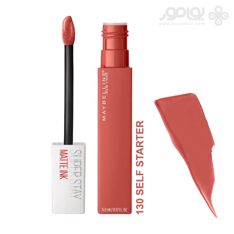 رژ لب مایع مات میبلین سوپر استی مدل MATTE INK شماره 130 رنگ SELF STATER