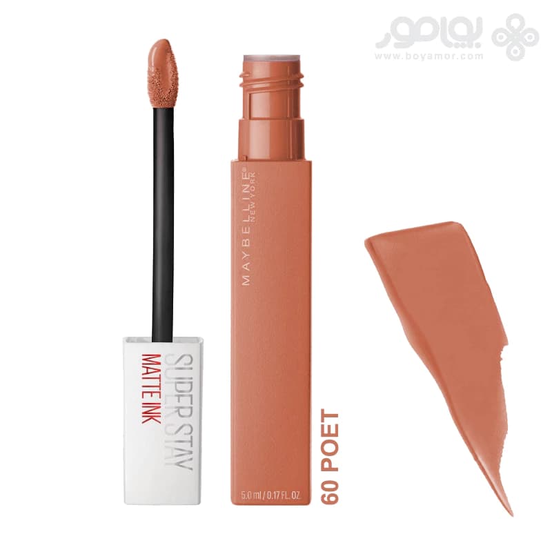 رژ لب مایع مات میبلین سوپر استی مدل MATTE INK شماره 60 رنگ POET