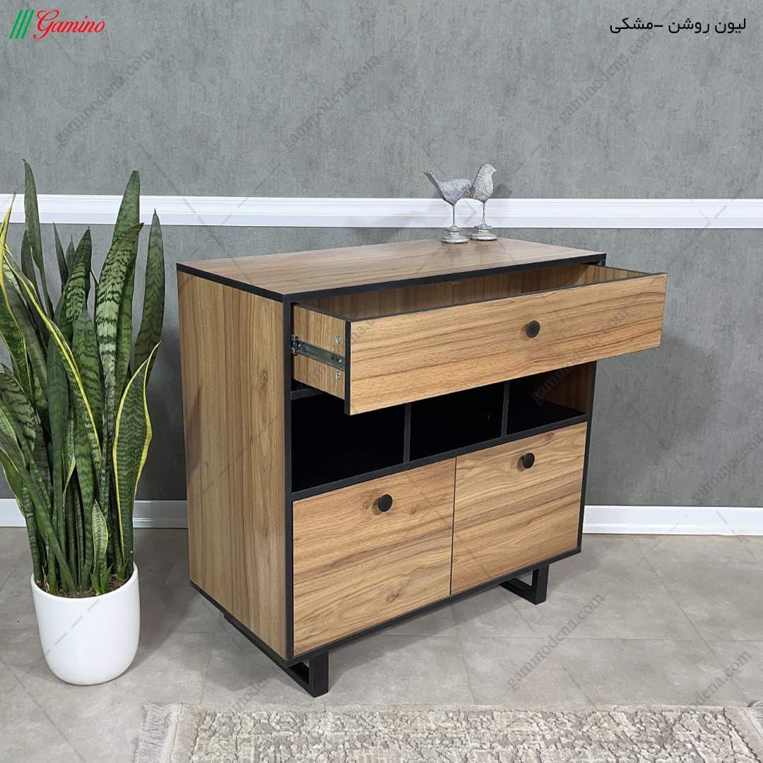 میز کنسول جدید و مدرن پایه فلزی کشو دار کوچک‌ مدل آرون — تصویر ۳