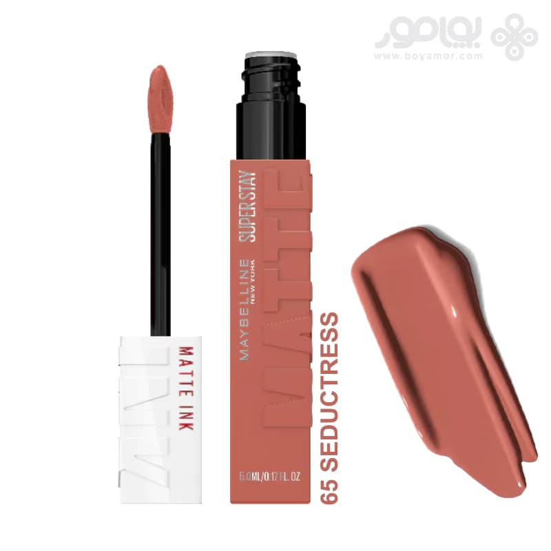 رژ لب مایع مات میبلین سوپر استی مدل MATTE INK شماره 65 رنگ SEDUCTRESS