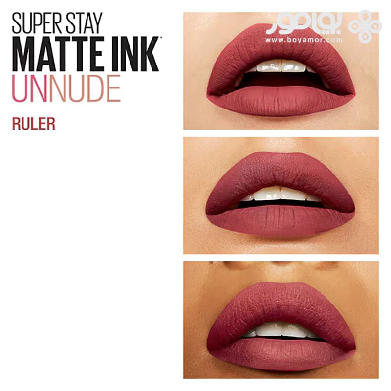 رژ لب مایع مات میبلین سوپر استی مدل MATTE INK شماره 80 رنگ RULER — تصویر ۲