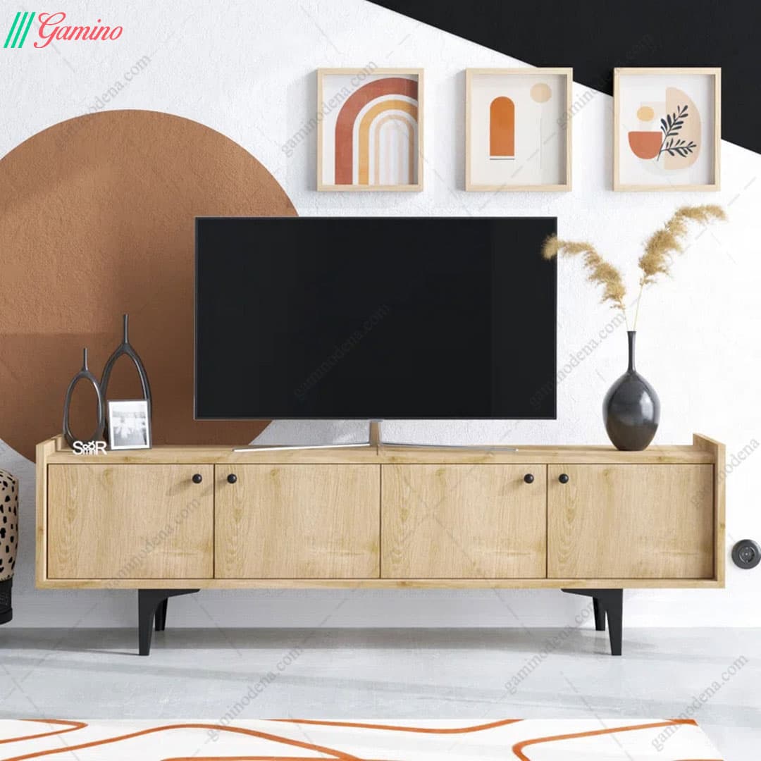 میز تلویزیون لاکچری مدرن پایه فلزی مدل تینو