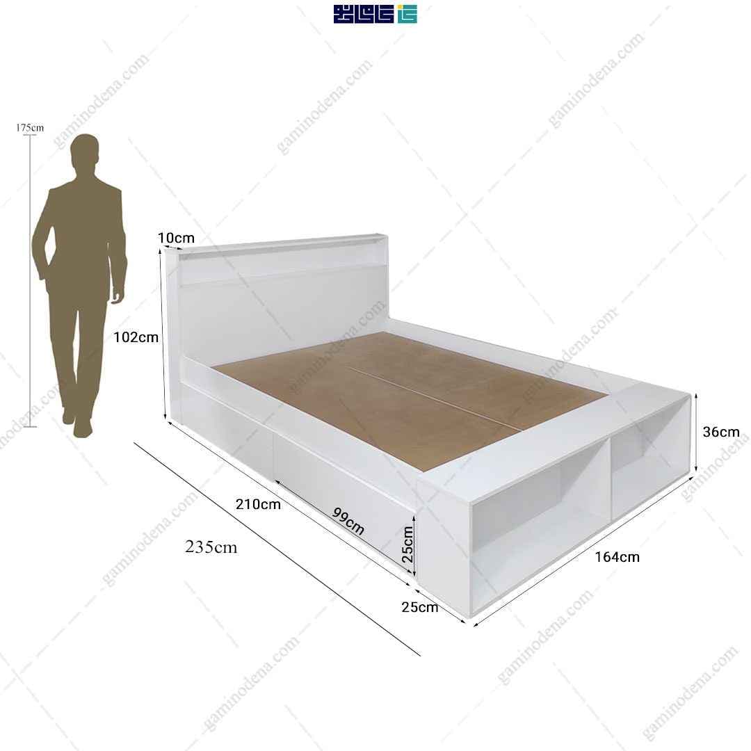 تخت خواب باکس دار ام دی اف یلدا دو نفره — تصویر ۵
