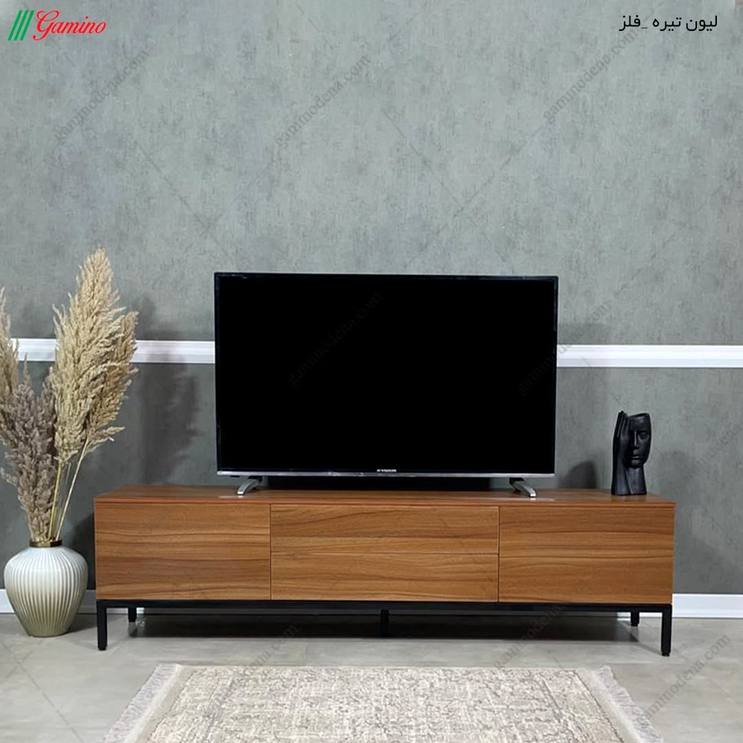 میز تلویزیون لاکچری مدرن پایه فلزی مدل نویا