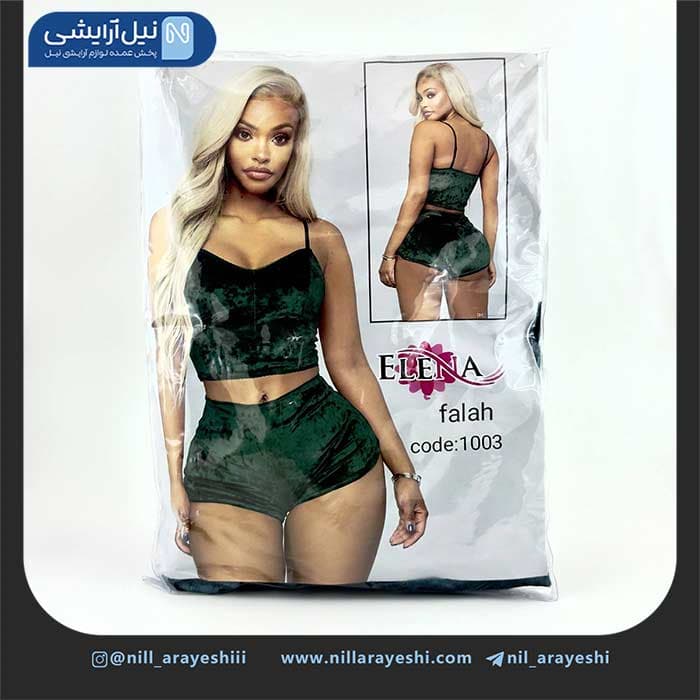 ست تاپ و شلوارک مخمل ساده النا — تصویر ۴