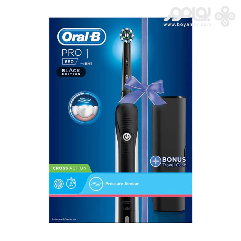 مسواک برقی اورال بی PRO1 680 مدل BLACK EDITION با کیف مسافرتی