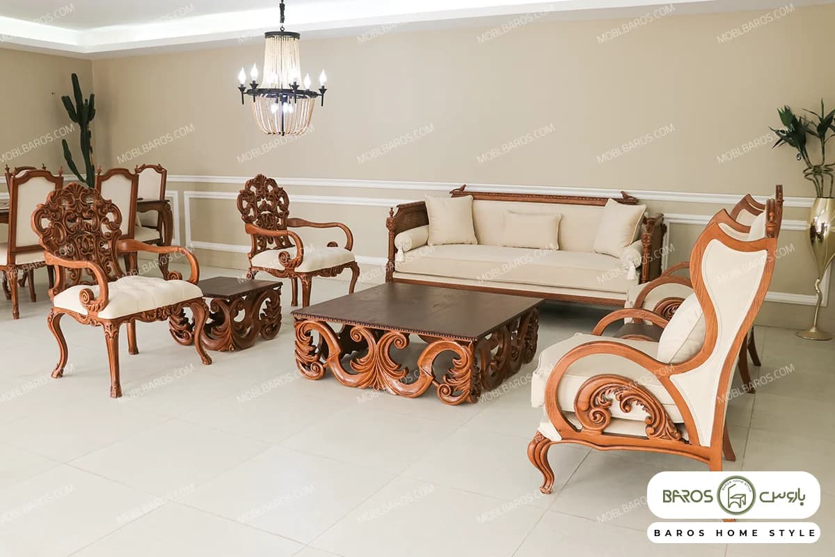 مبل نئوکلاسیک ۷ نفره کاجی کویین کینگ — تصویر ۲