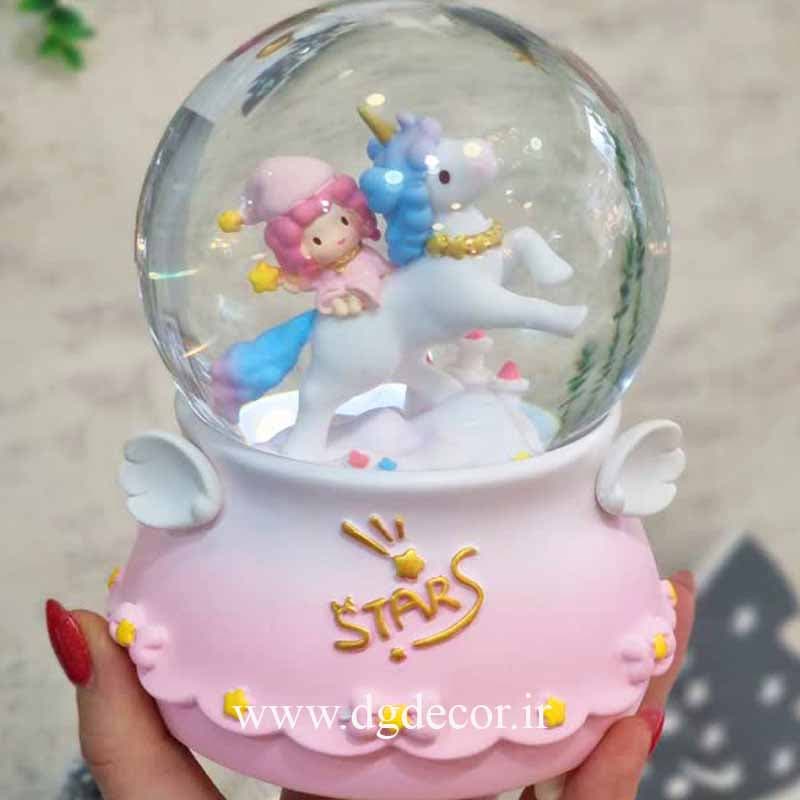 گوی موزیکال پمپاژی دختر سوار بر یونیکورن بزرگ — تصویر ۳