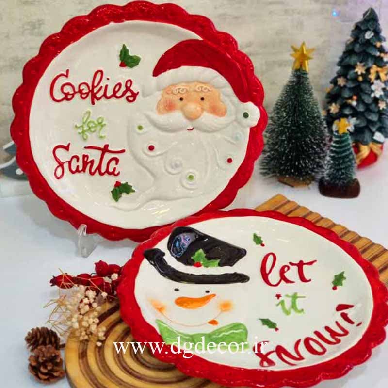 بشقاب لبه دار گرد کریسمسی