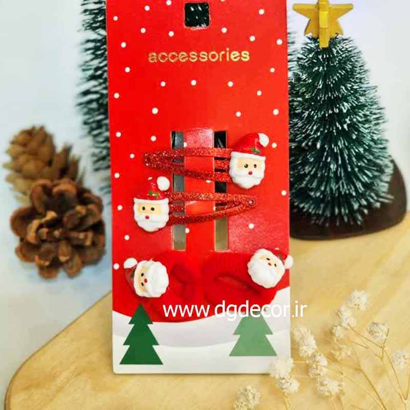 ست گیره و کش مو بابانویلی کریسمسی وارداتی