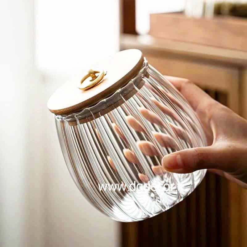 بانکه شیشه ای درب چوبی حلقه دار گرد