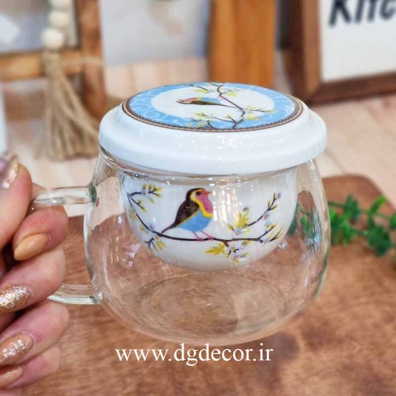 لیوان دمنوش پیرکس با صافی سرامیکی — تصویر ۲