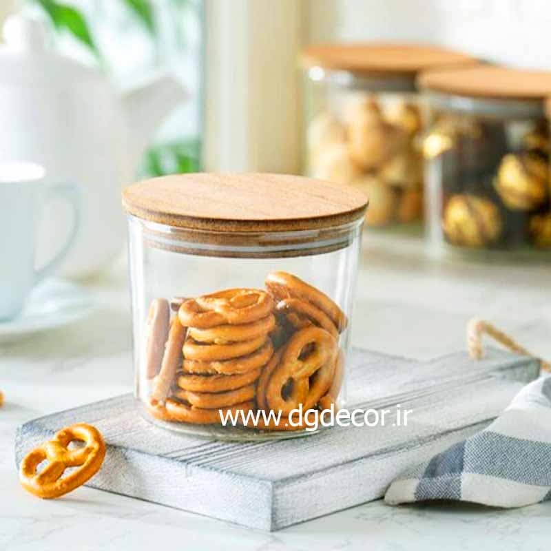 بانکه شیشه ای درب چوبی استوانه