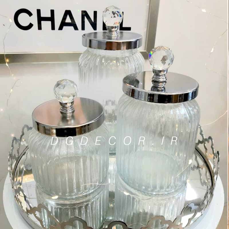 بانکه شیشه ای درب کریستال متوسط