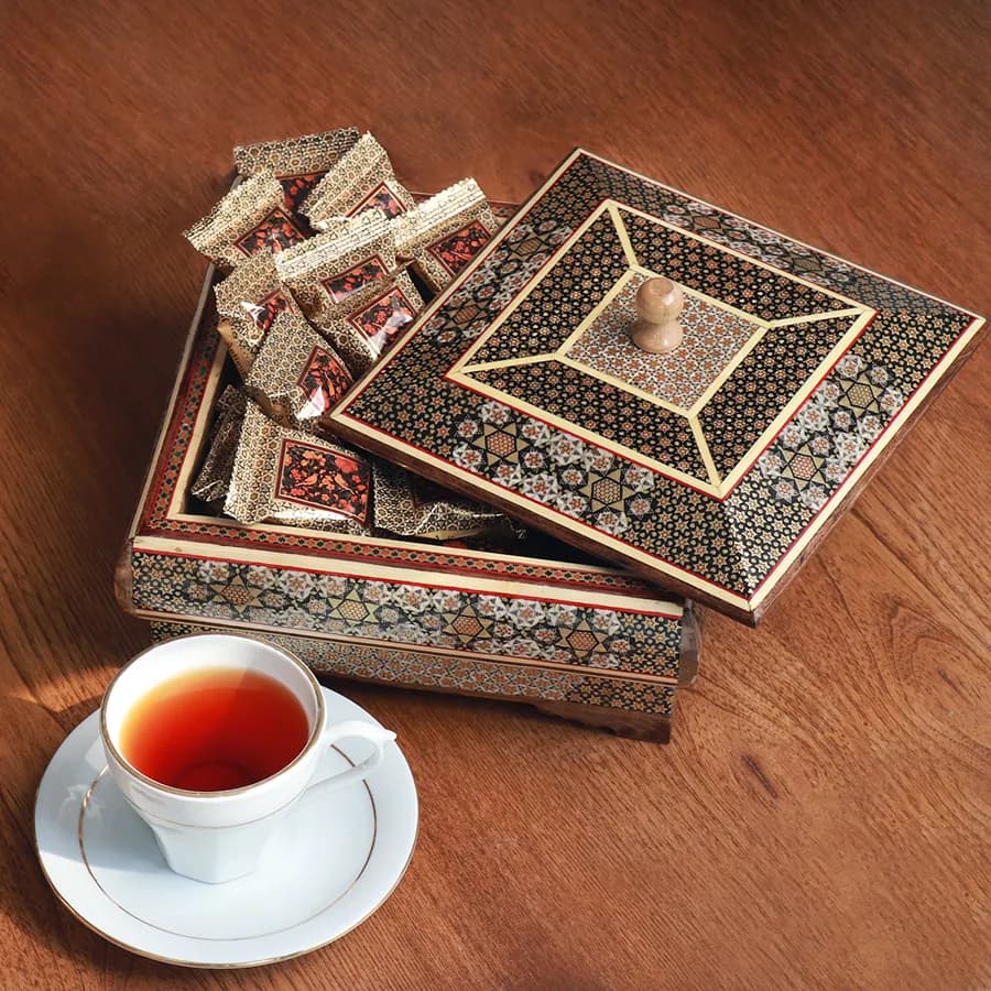 شكلات خوری چوبی 4 گوش 22 خاتم 0019 — تصویر ۲