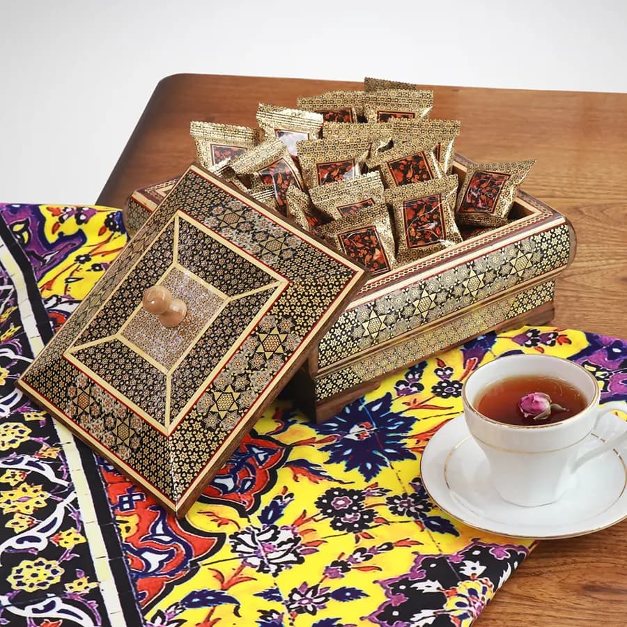 شكلات خوری چوبی 4 گوش 22 خاتم 0019 — تصویر ۶