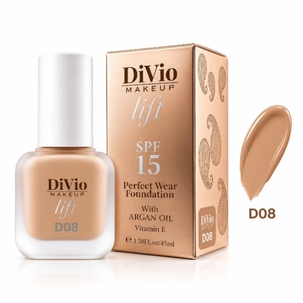 کرم پودر دیویو شماره D08 مدل Lift Perfect Wear با SPF 15 و حجم 45 میلی‌لیتر