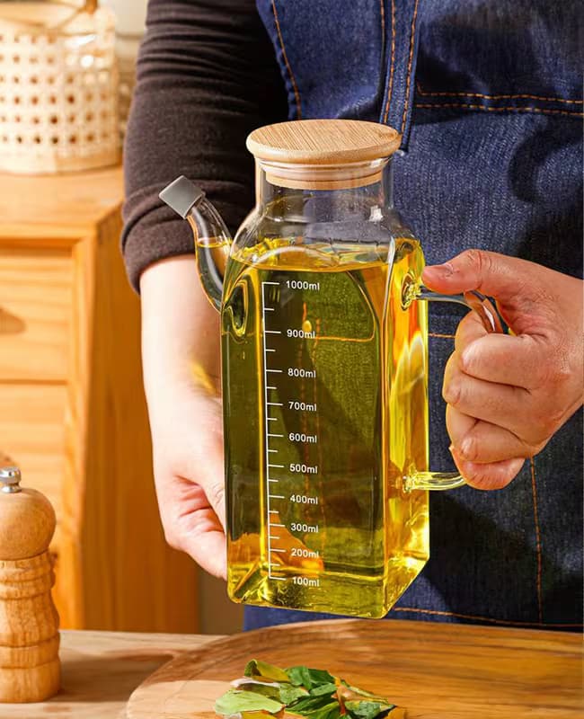 ظرف روغن و آبلیمو پیرکس درب بامبو Imar